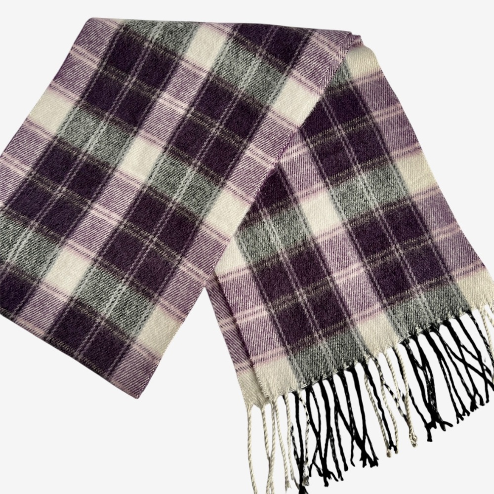 James Pringle Scarf 100% Acrylic Purple Haze Plaid Tartan Rectangle 10" x 61"